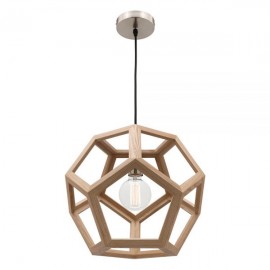 Mercator-Peeta Natural Timber Pendant With Brushed Chrome Metalware